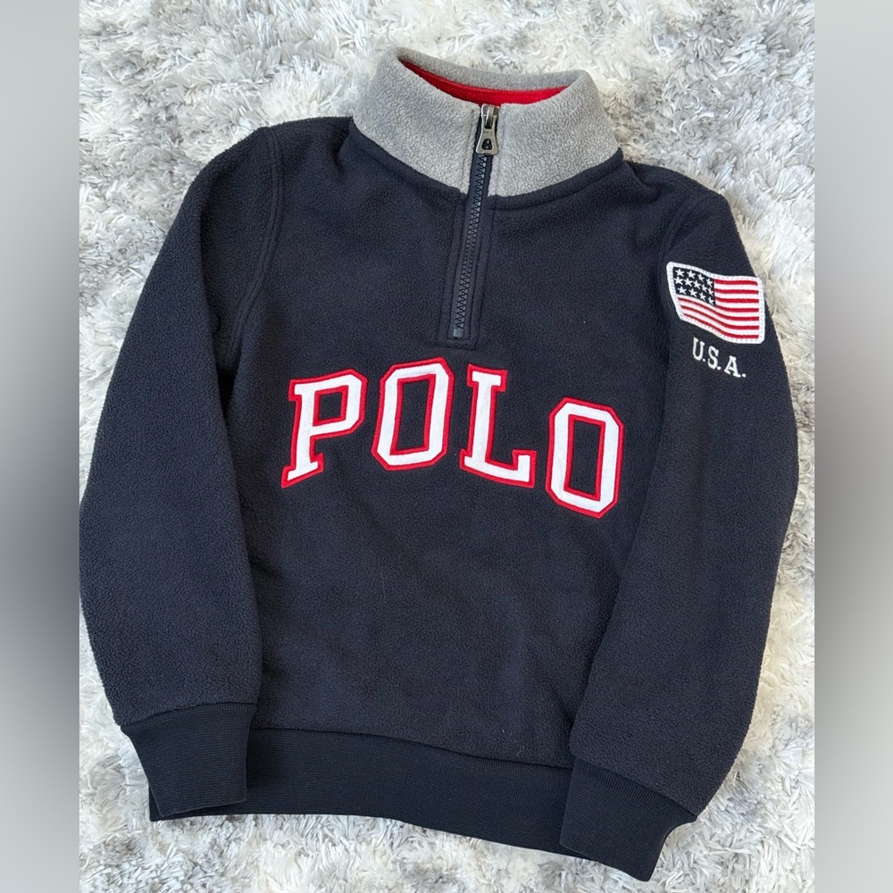 Polo by Ralph Lauren Kids 1/2 Zip Navy & Red Pullover Size 5